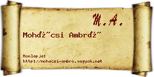 Mohácsi Ambró névjegykártya